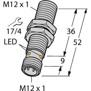 Induktiver Näherungsschalter - Induktiver Sensor Faktor 1 M12-Gewinde Sn 6mm pnp-Schließer M12-steckb - T-16 44810