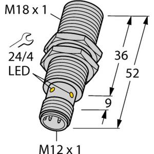 Induktiver Näherungsschalter - Induktiver Sensor Faktor 1 M18-Gew. Sn 10mm pnp-Schließer M12-steckbar - T-16 44830