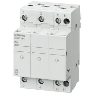 Halter für zylindrische Sicherung - Zylinder Einbau Sicherungssockel 32A 3P+N Größe 10 x 38 mm - 3NW7064