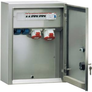 CEE-Steckdosen-Kombination - Aufputz Verteiler Edelstahl Kombi - AM 83744