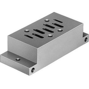 Zubehör für pneumatische Anlagen / Anlagenteile - Einzelanschlussplatte Lochbild Steuerhilfsluft G1/8 - Pneumatik G1/4 - 9485