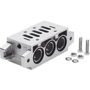 Zubehör für pneumatische Anlagen / Anlagenteile - Verkettungsplatte Lochbild Steuerluft G1/8 Pneumatik G1/4 - 10173