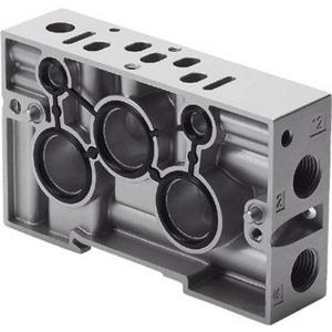 Zubehör für pneumatische Anlagen / Anlagenteile - Verkettungsplatte Anschlüsse seitl. Baubr. 18mm pneum. Anschluss G1/8 - 161110