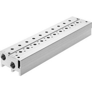 Zubehör für pneumatische Anlagen / Anlagenteile - Anschlussblock für 2 VUVS Ventile / Rastermaß: 27,5 mm - 369 g - 8026297