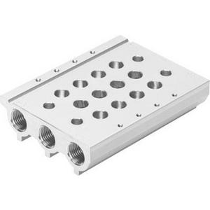 Zubehör für pneumatische Anlagen / Anlagenteile - Anschlussleiste für VUVG Rastermaß: 10,5 mm für 4 Pneumatikventile - 566560