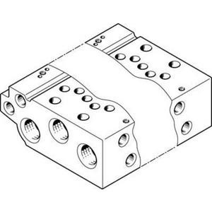 Zubehör für pneumatische Anlagen / Anlagenteile - Anschlussleiste für VUVG Rastermaß: 10,5 mm für 8 Pneumatikventile - 566588