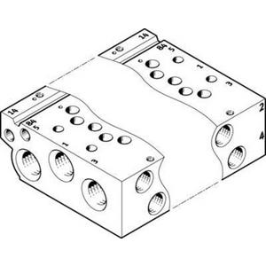 Zubehör für pneumatische Anlagen / Anlagenteile - Anschlussleiste für VUVG Rastermaß: 16 mm für 4 Pneumatikventile - 566644