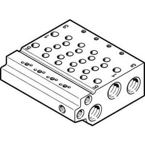 Zubehör für pneumatische Anlagen / Anlagenteile - Anschlussleiste für VUVG Rastermaß: 19 mm für 6 Pneumatikventile - 574471