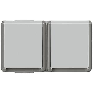 Steckdose - DELTA fläche IP44 Schuko-Steckdose Kombination 2-fach waagrecht 75x134 - 5UB4725