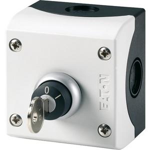 Befehls- und Meldegeräte-Kombination im Gehäuse - Schlüsseltaster 1 Schließer + 1 Öffner 2 Stellungen Aufbau grau RAL7035 - 216526