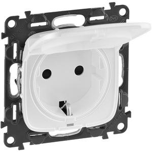 Steckdose - Schutzkontaktsteckdose Klappdeckel Berührungsschutz Valena Allure ultraweiß - 755155