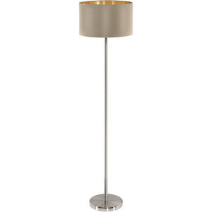 Stehleuchte - Stehleuchte MASERLO 1x60W E27 nickel-matt /Taupe-gold Fußtrittschalter - 95171