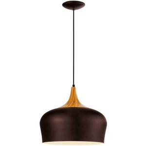Pendelleuchte - Hängeleuchte OBREGON 1x60W E27 braun/creme/EicheF. - 95385