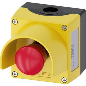 Befehls- und Meldegeräte-Kombination im Gehäuse - Gehäuse Befehlsgeräte 22mm rund gelb mit Schutzkragen 1 Befehlsstelle - 3SU1801-0NB00-2AC2