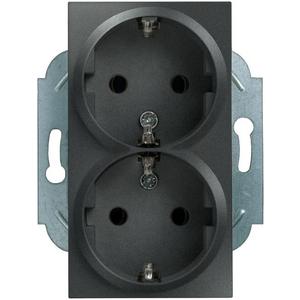 Steckdose - DELTA miro Doppel-Schuko-Steckdose 10/16A 250V mit/O.Schraubanschluss - 5UB2212-5KK