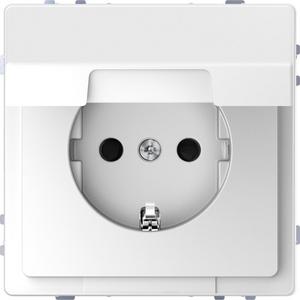Steckdose - SCHUKO-Steckdose mit Klappdeckel Steckklemmen Lotosweiß - MEG2310-6035