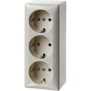 Steckdose - SCHUKO-3fach-Steckdose Aufputz - weiß/ glänzend - 4040