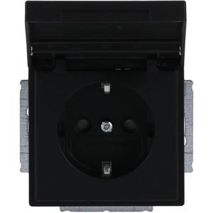 Steckdose - SCHUKO-Einsatz Safety+ mit Klappdeckel/Beschriftung schwarz matt - Plattform 63 - 2CKA002018A1542