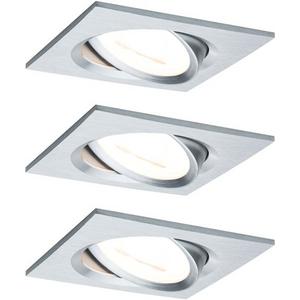 Downlights und Einbaustrahler - LED Einbaustrahler-Set Nova eckig schwenkbar 3x6W COIN 2700K Alu ged 3-stepdim - 93492