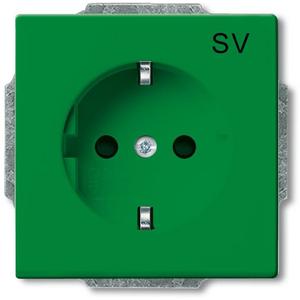 Steckdose - SCHUKO Steckdosen-Einsatz mit Aufdruck SV Safety+ grün - Plattform 63 - 2CKA002013A5472