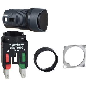Drucktaster, Komplettgerät - Drucktaster schwarz Ø 16 flach ohne Rastung 1S+1Ö - XB6AA25B