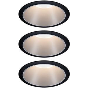 FR-Einbau- und Einlegeleuchten - Einbauleuchten Set Cole Coin 3StepDim rd starr LED 3x6W 2700K schwarz/silber - 93408