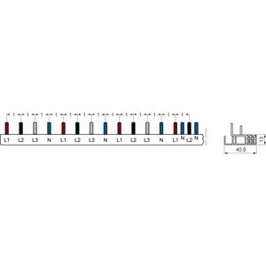 Phasenschiene - Stiftsammelschiene kompakt 10mm² 3p/N (FI N-rechts) 1x FI 4-pol + 2x LS 4-pol - 5ST3790-2