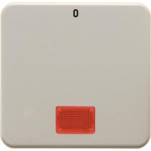 Abdeckung für Schalter, Taster, Dimmer, Jalousie - Wippe mit roter Linse und Aufdruck "0" w g Up IP44 weiß glänzend - 1558