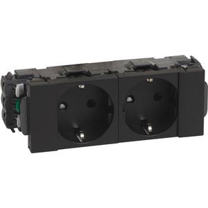 Steckdose - Mosaic 2xSchutzkontakt-Steckdose 4-modulig DLP-Clip Schwarz - 077232L
