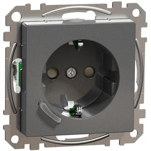 Steckdose - Wiser Smarte SCHUKO-Steckdose 16A System M Thermoplast edelmatt Anthrazit - MEG2380-0414