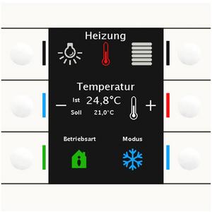 Tastsensoren KNX - Taster Smart 86 mit Farbdisplay und Temperatursensor Reinweiß glänzend - BE-TAS86T.02