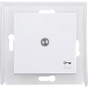 Abdeckung für Schalter, Taster, Dimmer, Jalousie - HK07 - IP44 Flächenwippe mit Linse und Symbol "Schlüssel" weiß - 493962009