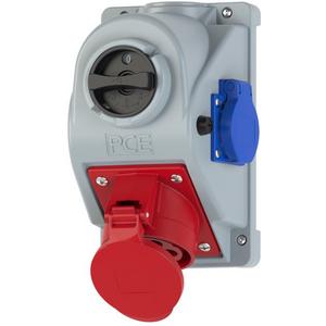 CEE-Steckdose abschaltbar, abgesichert - CEE-Wandsteckdose COMBO-POL 32A 5p 6h IP44 - 96062551