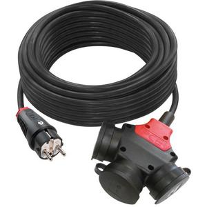 Netzanschlussleitung - Verlängerungsleitung 5m H07RN-F 3G1,5 schwarz SK-Stecker/3-fach Kupplung - 95247