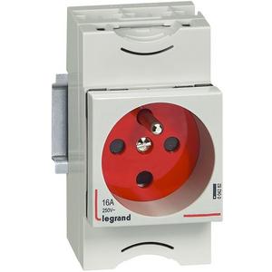 Steckdose Reiheneinbau - Verteilereinbausteckdose, Franz. Standard, 10/16A 250 VAC, 2p+E, mit Cod., 2,5TE - 004282