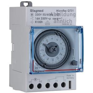 Zeitschaltuhr analog - MicroRex QT31, analoge Tageszeitschaltuhr mit Gangreserve,9-48V AC/DC,1Kanal,3TE - 412820