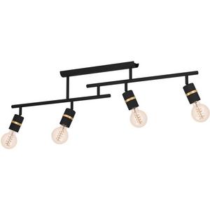 Anbauleuchte - Deckenleuchte LURONE E27 4x10W schwarz/messing-gebürstet - 900176