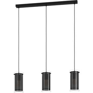 Pendelleuchte - Hängeleuchte PINTO Textil 1 E27-LED 3x10W schwarz/klar/CUT-OUT - 900342
