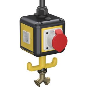 CEE-Steckdosen-Kombination - Versorgungseinheit IP20 Luft Griff bestückt 140x140x1100 PA graphitschwarz 9011 - 6109814