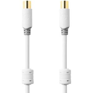 Konfektioniertes Koaxkabel - Koaxial Kabel Stecker/Buchse vergoldet 100 dB 75 Ohm doppel geschirmt 1 m weiß - CSBW40015WT10