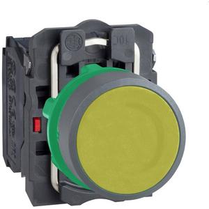 Drucktaster, Komplettgerät - Drucktaster Harmony XB5 Kunststoff hellgrau gelb unbeschriftet 22mm 1S+1Ö - XB5AA55C0