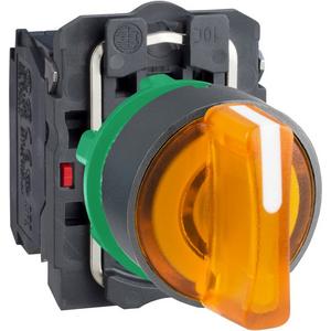 Wahlschalter, Komplettgerät - Leuchtwahlschalter Harmony XB5 Kunststoff orange 22mm LED 3 Stellungen 1S + 1Ö - XB5AK135M5