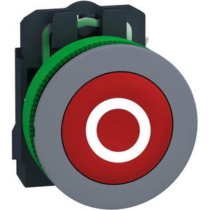 Drucktaster, Komplettgerät - Drucktaster Harmony XB5F Kunststoff hellgrau rot beschriftet O 30mm tastend 1Ö - XB5FA4322C0