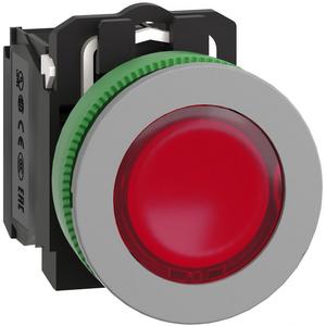 Drucktaster, Komplettgerät - Leuchtdrucktaster Harmony XB5F antimikrobiell hellgrau rot 30mm LED 1S+1Ö 24V - XB5FW34B5C0