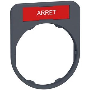 Bezeichnungsschild für Befehlsgeräte - Schildträger 40x50mm mit Schild ARRET für Harmony Flush 30mm in grau - ZBYF2104C0