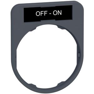 Bezeichnungsschild für Befehlsgeräte - Schildträger 40x50mm mit Schild OFF-ON für Harmony 30mm in grau - ZBYF2367C0