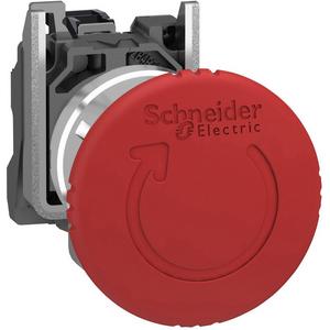 NOT-AUS-Taster, Komplettgerät - Pilzdrucktaster NOT-AUS rastend Drehentriegelung 1Ö mit Überwachungs-Kontakt - XB4BS8446