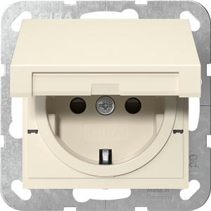 Steckdose - SCHUKO-Steckdose Klappdeckel + SH SRK System 55 Cremeweiß - 475401