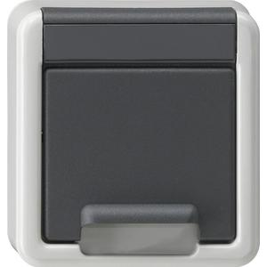 Ersatzteil für Installationsschalterprogramme - Abdeckung SCHUKO-Steckdose Klappdeckel + SH WG AP Grau - 494230