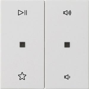 Abdeckung für Schalter, Taster, Dimmer, Jalousie - Wippe 2-fach Audiosteuerung System 55 Reinweiß matt - 538427